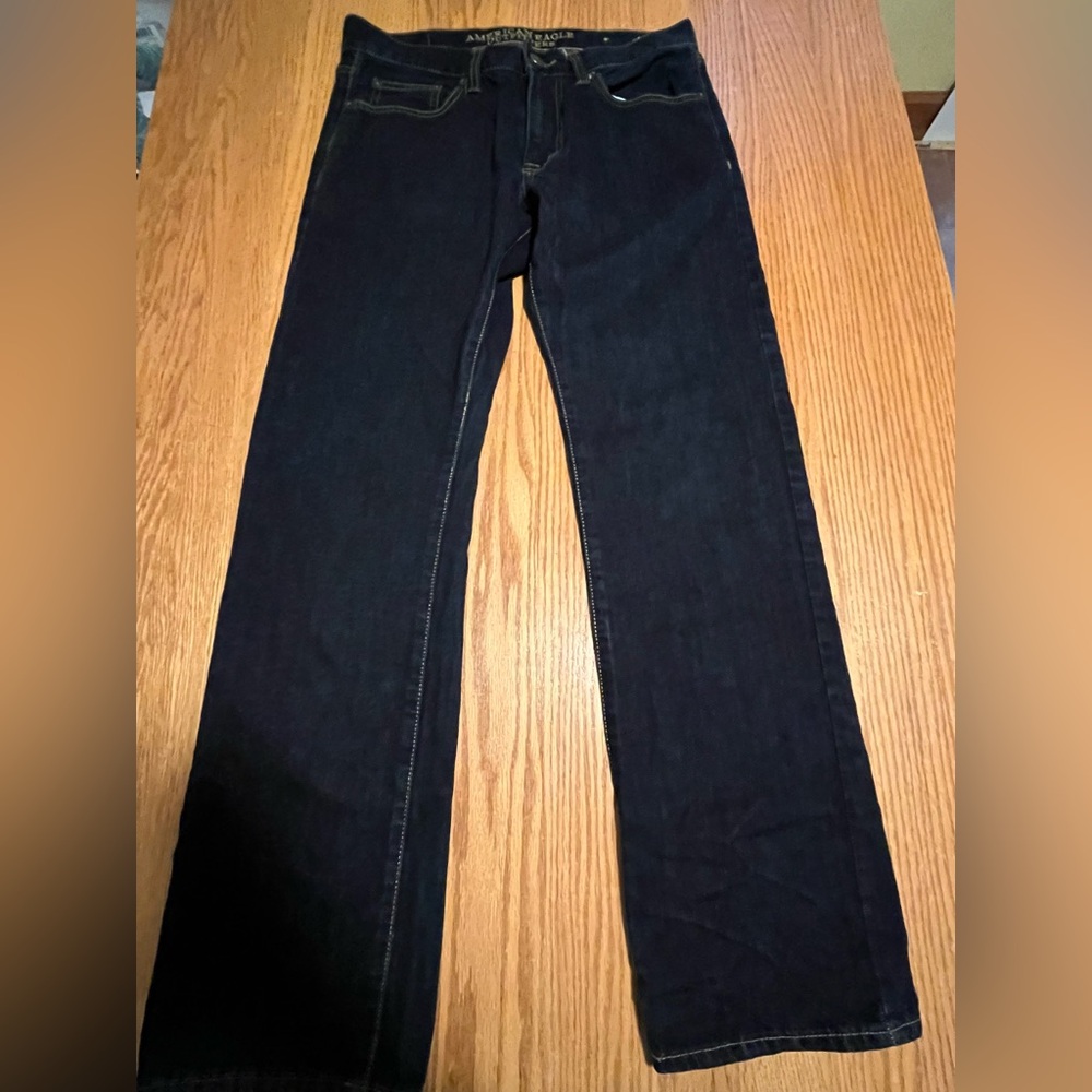 American Eagle Men's Original Straight Jeans 30x32 Blue Dark Wash Denim Stretch